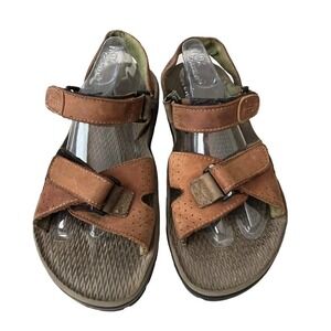 Frye Men’s Size 10 Leather Sandals Riverton Strappy Hook Loop Slingback Brown